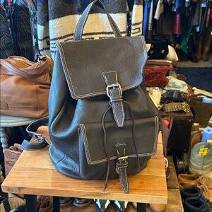 Roots Dark Brown Leather Backpack
